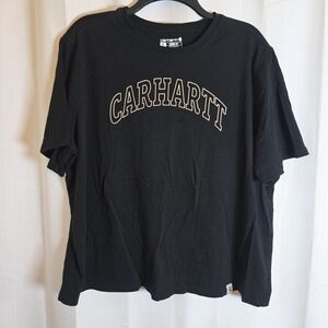 Carhartt Women's Black Loose Fit Logo Cotton T-Shirt XL Short Sleeve